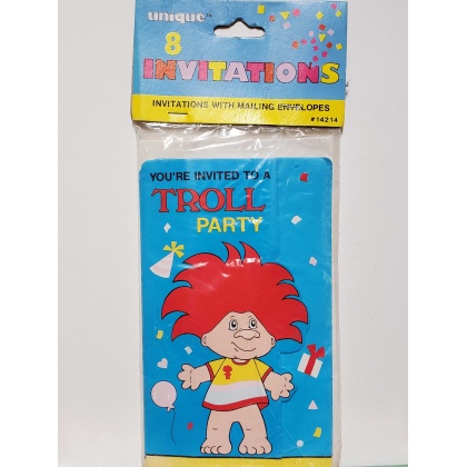 Unique Troll Party Invitations - 8 count