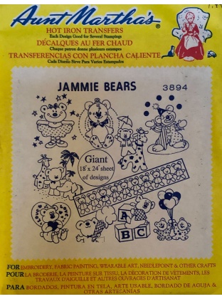 Aunt Martha's Jammie Bears Hot Iron Transfer