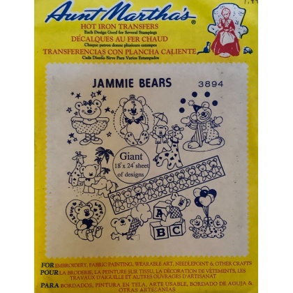 Aunt Martha's Jammie Bears Hot Iron Transfer