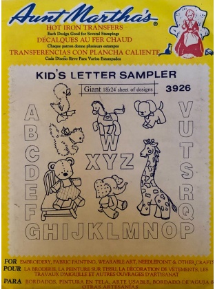 Aunt Martha's Kid's Letter Sampler Hot Iron Transfer