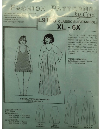 Classic slip/camisole sewing pattern Size XL-6X