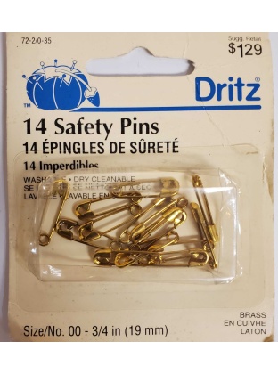 Dritz 14 Safety Pins - Brass