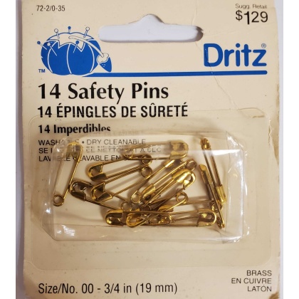 Dritz 14 Safety Pins - Brass