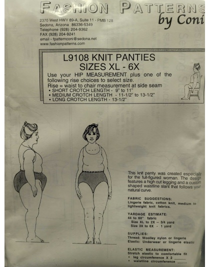 Knit Panties sewing pattern Sizes XL-6X