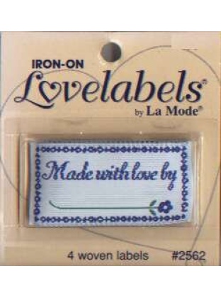 Made with love by...Iron-on lovelabels by La Mode, 4 woven labels