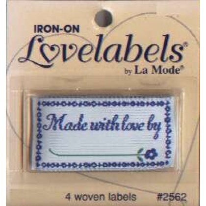 Made with love by...Iron-on lovelabels by La Mode, 4 woven labels