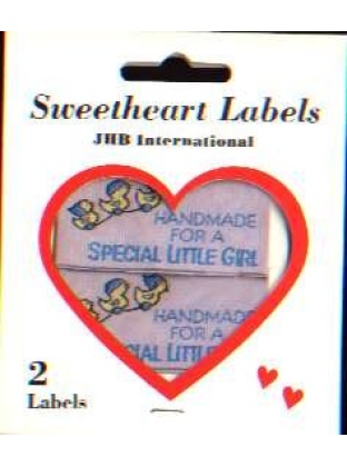 Sweetheart labels, HANDMADE FOR A SPECIAL LITTLE GIRL 2/pack, washable/dry clean, 100% polyester