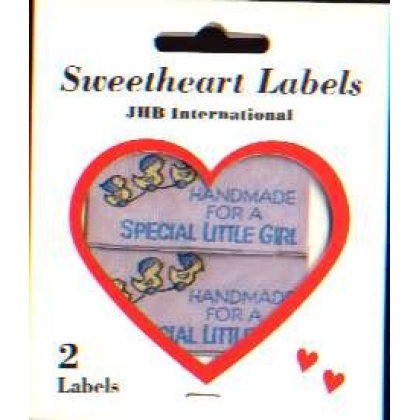 Sweetheart labels, HANDMADE FOR A SPECIAL LITTLE GIRL 2/pack, washable/dry clean, 100% polyester