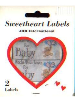 Sweetheart labels, MADE WITH LOVE FOR BABY 2/pack, washable, dry cleanable, 100% polyester