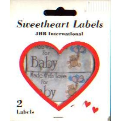 Sweetheart labels, MADE WITH LOVE FOR BABY 2/pack, washable, dry cleanable, 100% polyester