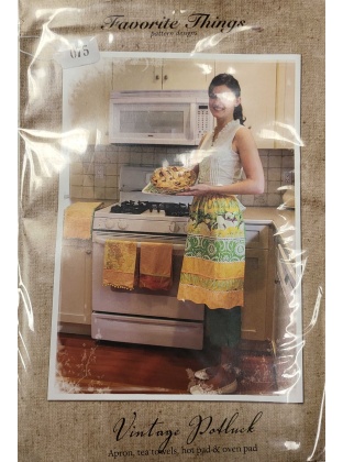 Vintage Potluck Apron Tea Towels Hot Pad and Oven Pad Pattern