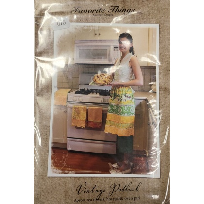 Vintage Potluck Apron Tea Towels Hot Pad and Oven Pad Pattern