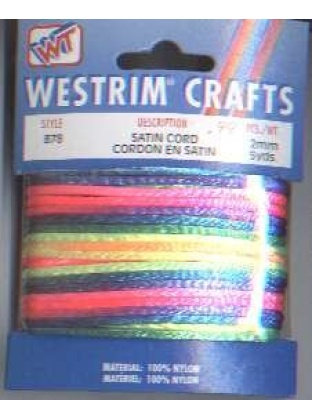 Westrim crafts MULTI Satin cord style 878 5 yds, 100% nylon, 2 mm