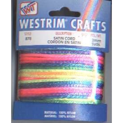 Westrim crafts MULTI Satin cord style 878 5 yds, 100% nylon, 2 mm
