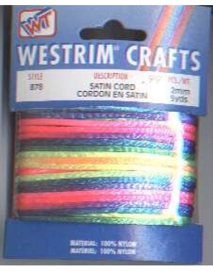 Westrim crafts MULTI Satin cord style 878 5 yds, 100% nylon, 2 mm