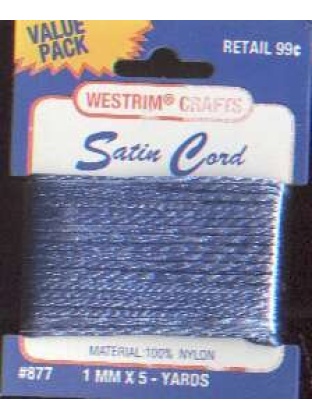 Westrim crafts ROYAL Satin cord style 877 5 yds, 100% nylon, 1 mm