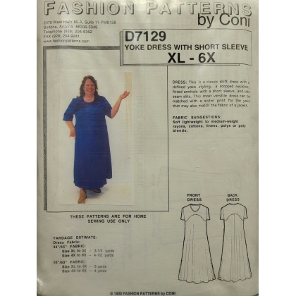 Yoke Dress with short sleeve pattern Size XL-6X
