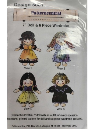 7 in. Doll & 6 piece Wardrobe sewing pattern