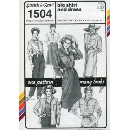 BIG SHIRT & DRESS, bust size 30-46, Great CONSIGNED & AS-IS product, is uncut, stored in smoking environment, vintage pattern. 1504