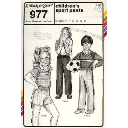 CHILDS SPORT PANTS, hip sizes 22-32, Great CONSIGNED & AS-IS product, is uncut, stored in smoking environment, vintage pattern. 977