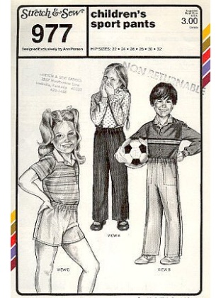 Childrens Sport Pants Sewing Pattern by Stretch & Sew 977