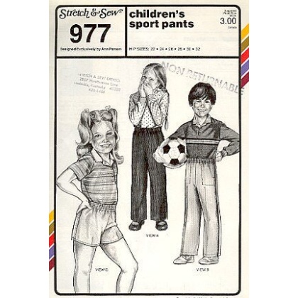 Childrens Sport Pants Sewing Pattern by Stretch & Sew 977