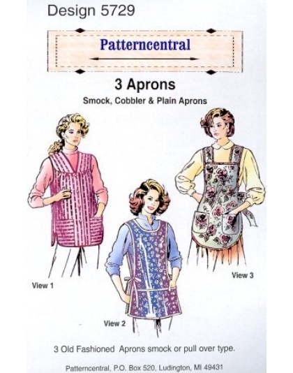Cover-ups to sew for yourself and as gifts too! Pattern includes smock, cobbler and apron. Great looking nostalgic fabrics! Misses sizes.