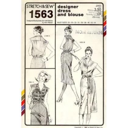 Designer Dress and Blouse Sewing Pattern by Stretch & Sew 1563