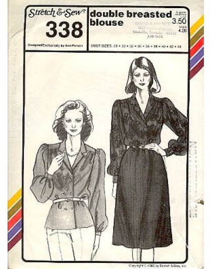 Double Breasted Blouse Sewing Pattern by Stretch and Sew[stsDS0338-1]