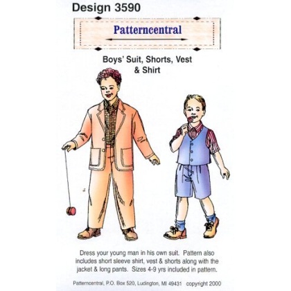 Dress your young man in his own suit. Pattern also includes short sleeve shirt, vest and shorts along with the jacket and long pants.