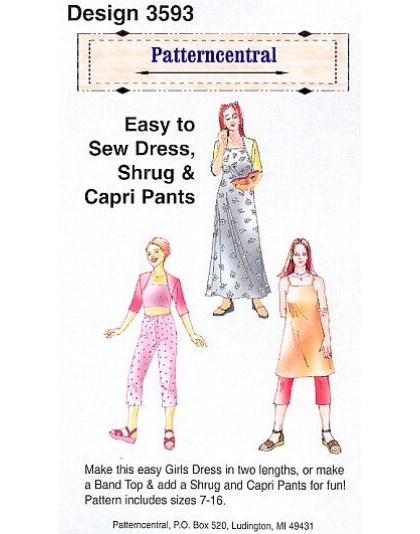 Easy to sew Dress Shrug & Capri Pants Size 7-16