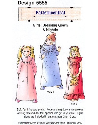 Girls Dressing Gown & Nightie sewing pattern