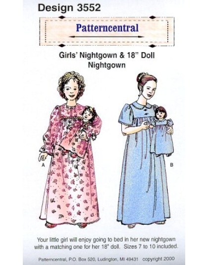 Girls Nightgown & 18 in. Doll Nightgown Size 7-10