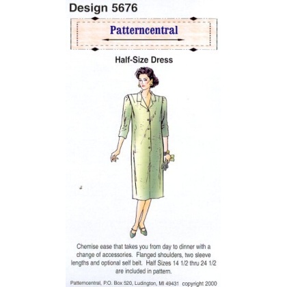 Half-size Dress sewing pattern by Patterncentral Size 14 1/2- 24 1/2