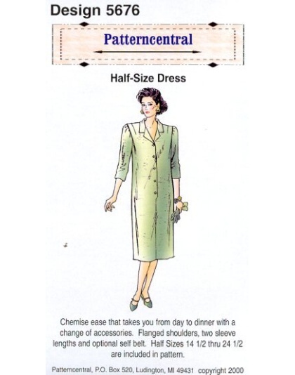 Half-size Dress sewing pattern by Patterncentral Size 14 1/2- 24 1/2