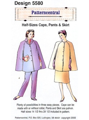 Half-sizes Cape Pants & Skirt sewing pattern Size 14.5-24.5