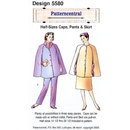 Half-sizes Cape Pants & Skirt sewing pattern Size 14.5-24.5