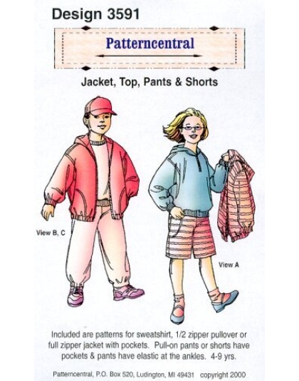 Jacket Top Pants & Shorts sewing pattern Size 4-9yrs