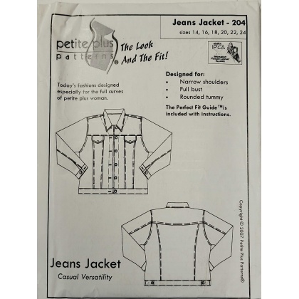 Jeans Jacket Sewing Pattern by Petite Plus 204