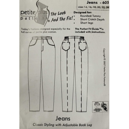 Jeans Sewing Pattern by Petite Plus 605