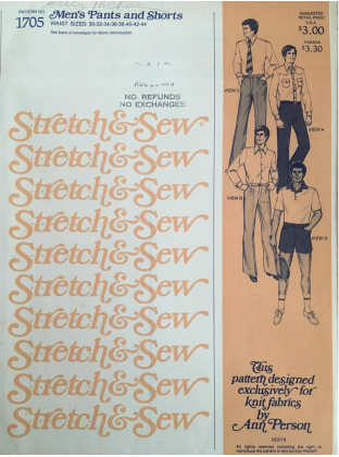 MEN'S PANTS & SHORTS, size 30-44, Great CONSIGNED & AS-IS product, is uncut, stored in smoking environment, vintage pattern. 1705
