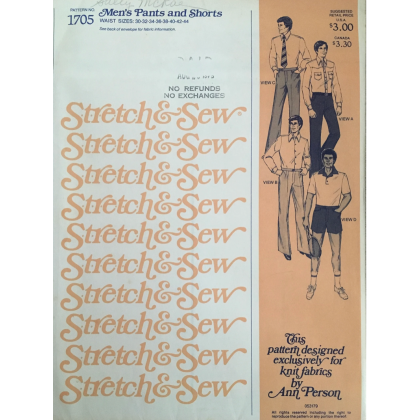 MEN'S PANTS & SHORTS, size 30-44, Great CONSIGNED & AS-IS product, is uncut, stored in smoking environment, vintage pattern. 1705