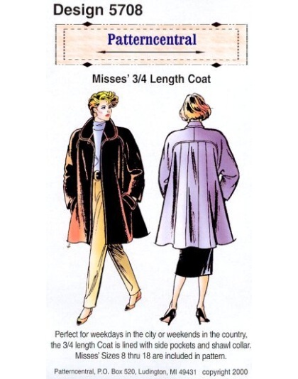 Misses 3/4 Length Coat sewing pattern Sizes 8-18