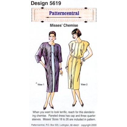 Misses Chemise sewing pattern by Patterncentral Size 18-26