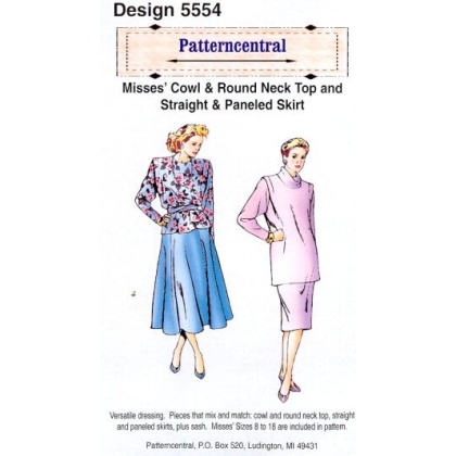 Misses Cowl & round neck top and Straight & paneled skirt Size 8-18