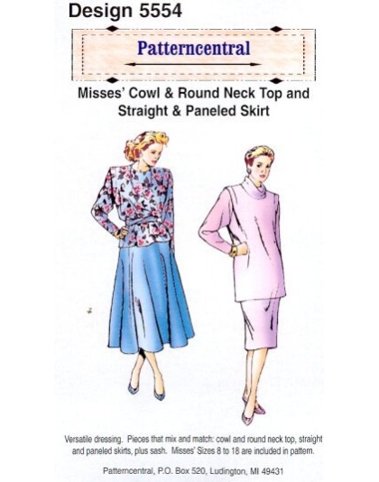 Misses Cowl & round neck top and Straight & paneled skirt Size 8-18