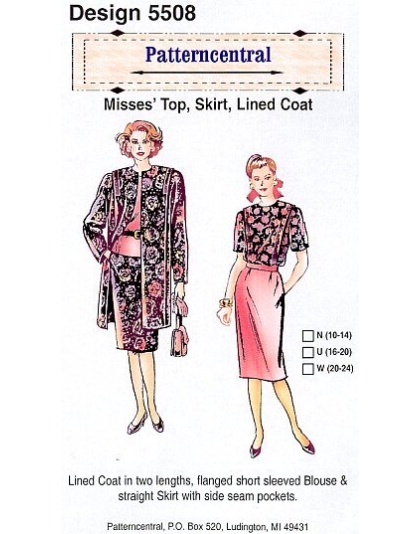 Misses Top Skirt Lined Coat sewing pattern