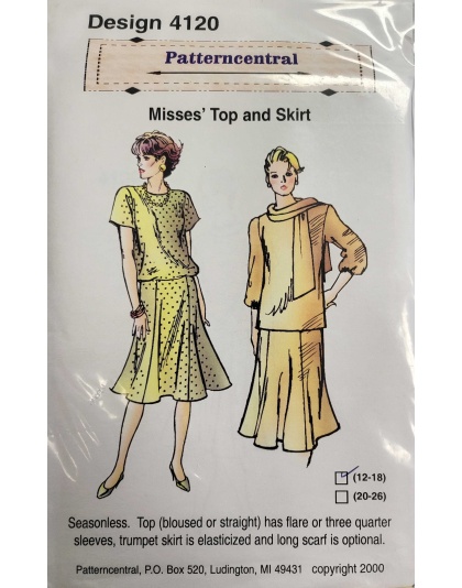 Misses Top and Skirt Sewing Pattern