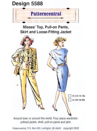 Misses Top pull-on Pants Skirt and Loose-fitting jacket