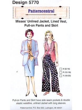 Misses Unlined jacket lined vest pullon pants & skirt